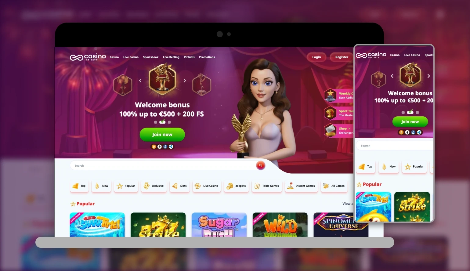 Infinity Casino App Screenshot